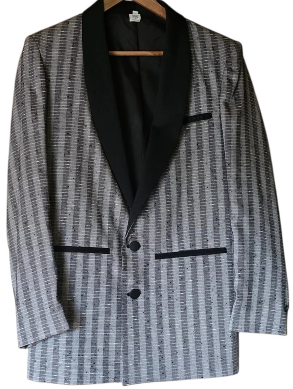 Vintage 80s 90s Dinner Jacket Striped Nightclub Party Blazer Jacket Tuxedo Y2k